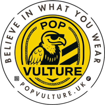 Pop Vulture logo reading Believe in What You Wear