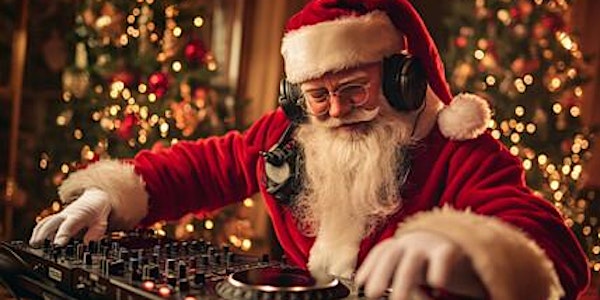 A mock up of Santa Claus DJing
