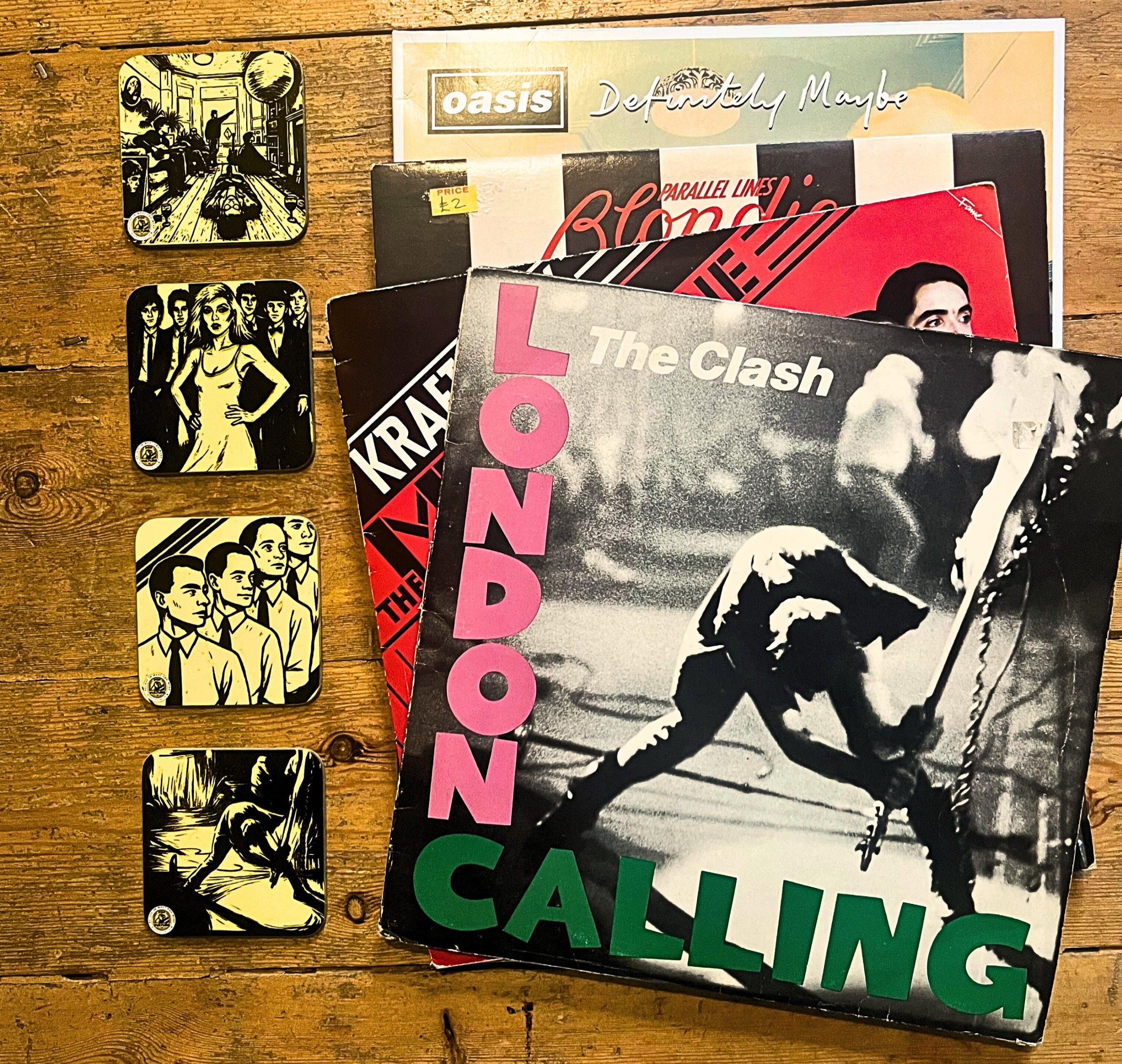 Drinks Coasters - Set of Four: The Clash, Blondie, Kraftwerk