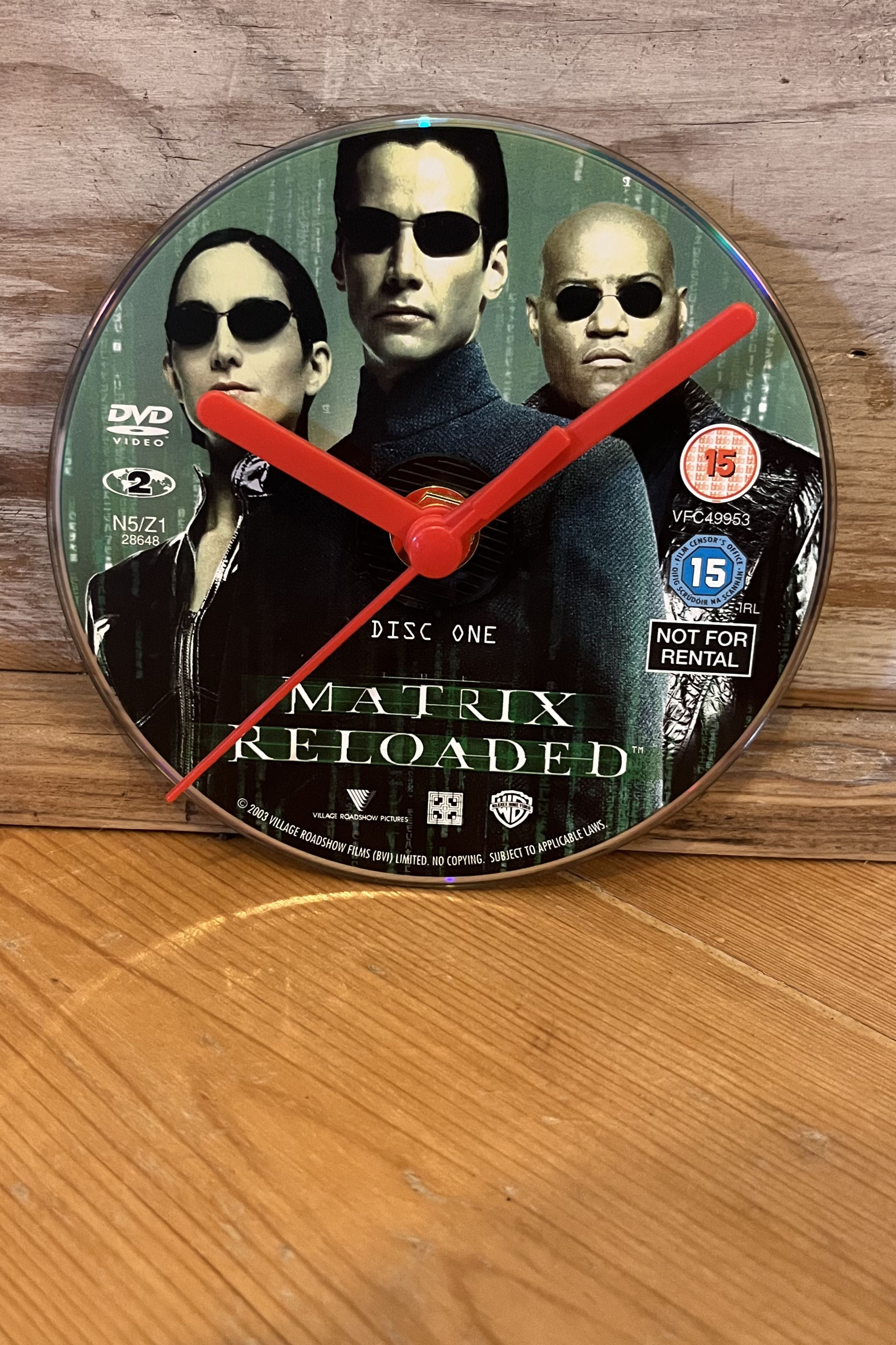 Close‑up of Matrix code rain clock showing detailed green digital pattern